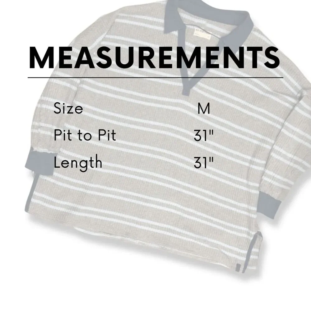 Free People We The Free Striped Travis Polo - Heather Gray Combo, M